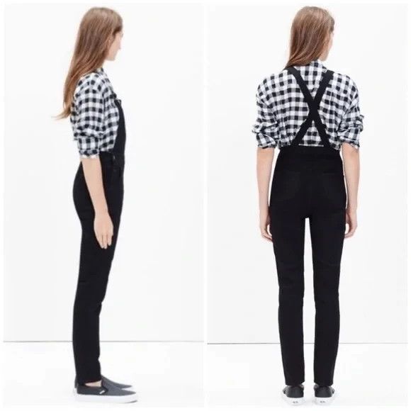 Madewell Overalls Womens Small Black Denim Bib Adjustable Straps Pockets C9646 - Picture 1 of 10